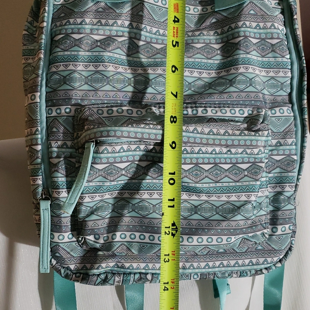 Chic Patterned Backpack In Teal - image 4